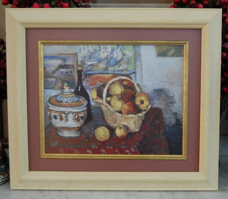 FRAMED MATTED PAUL CEZANNE VTG 1950S COLOR ART PRINT STILL LIFE WITH SOUP TUREEN