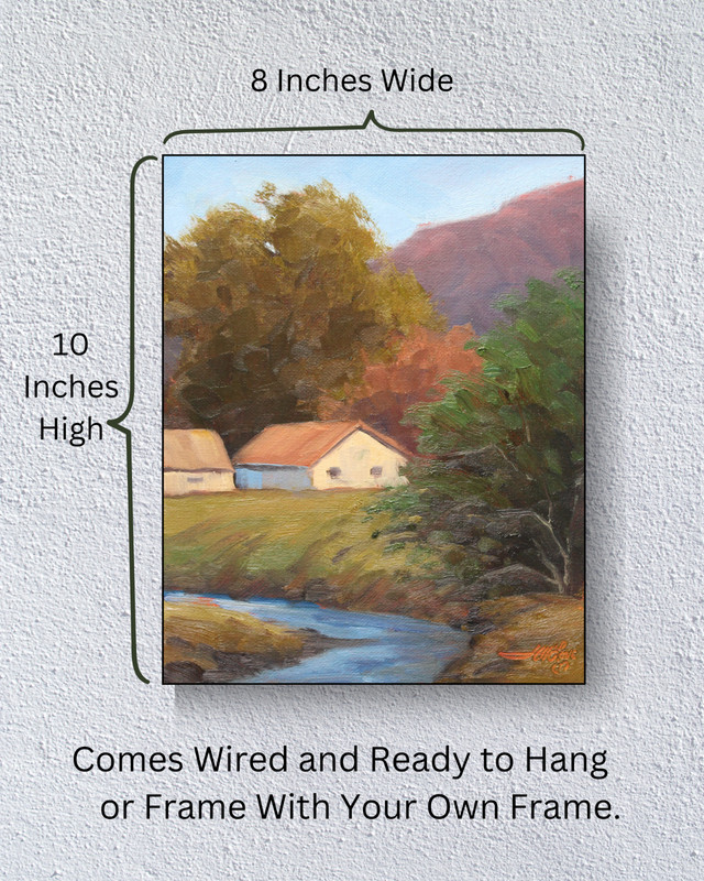 Jeff Love Art Original Oil Painting 10X8" Landscape House Trees Mountain Creek gallery