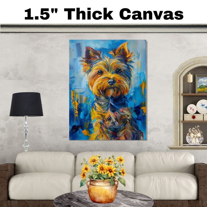 Yorkshire Terrier Dog Starry Night Print Flat Rolled, Framed or Wrapped Canvas gallery