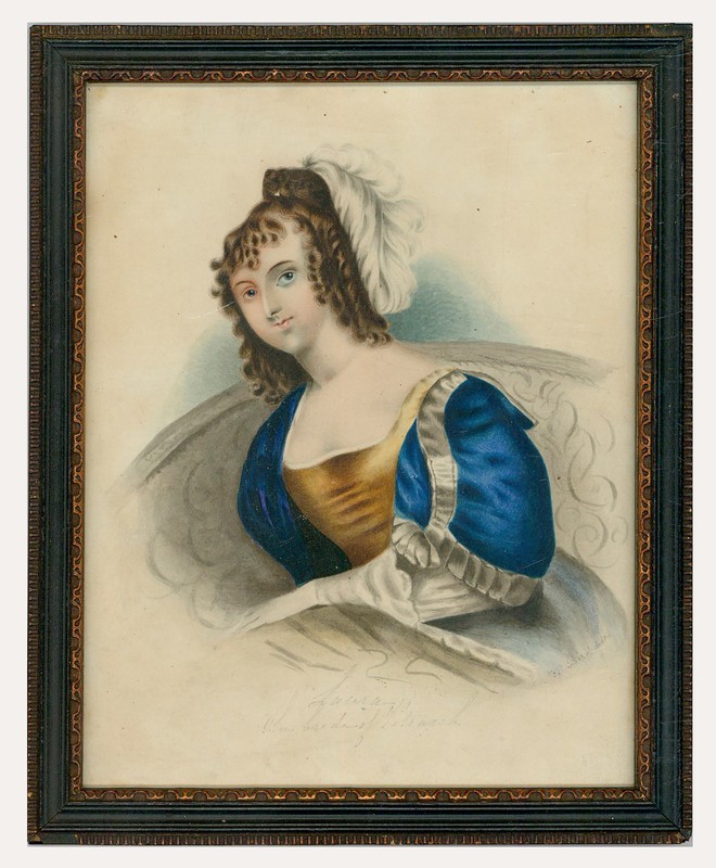 Framed Early 19th Century Watercolour – Laura, The Bride of Petrarch
