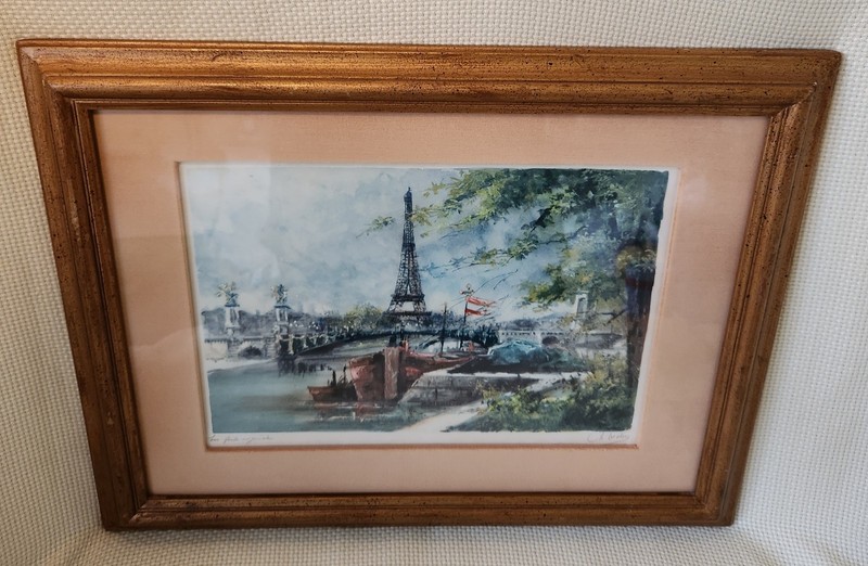 M. Beder Paris Etching "Le Pont Alexandre III et la Tour Eiffel" Hand Signed gallery
