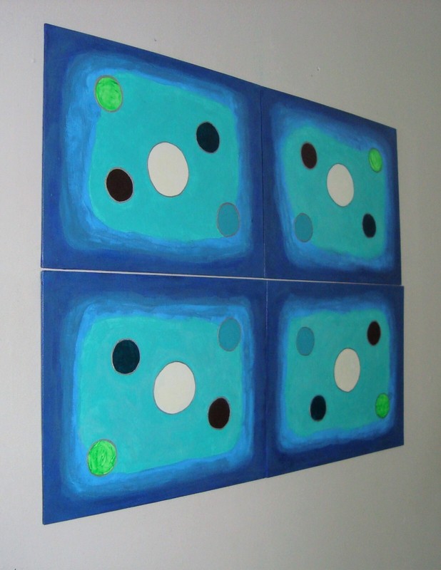 Original Moon Signed Art Painting Isolation Circles Geometric Set Carla Dancey