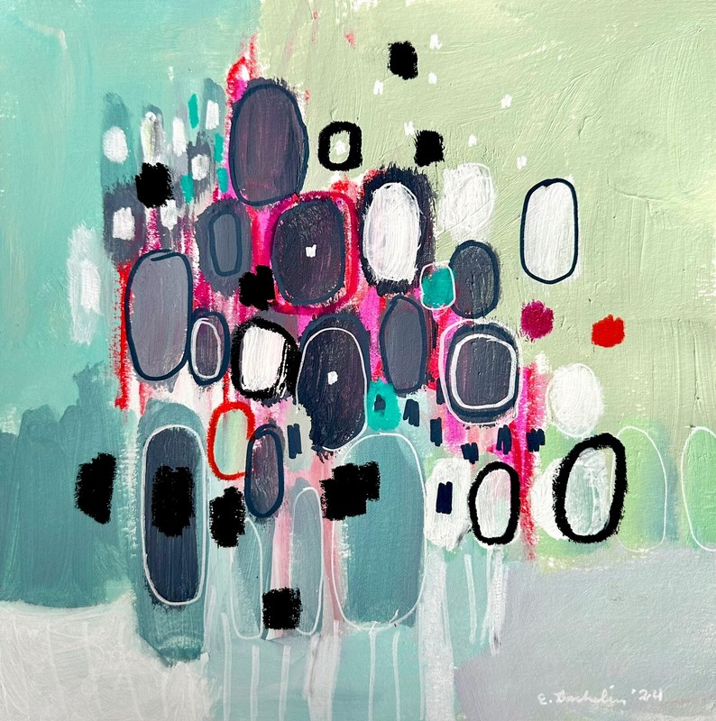 Emilia Bachelier Contemporary Abstract Painting 8×8” Original on Paper