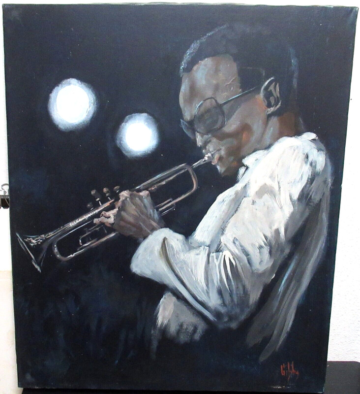 GIBBS MILES DAVIS ORIGINAL OIL ON CANVAS AFRICAN AMERICAN JAZZ PAINTING