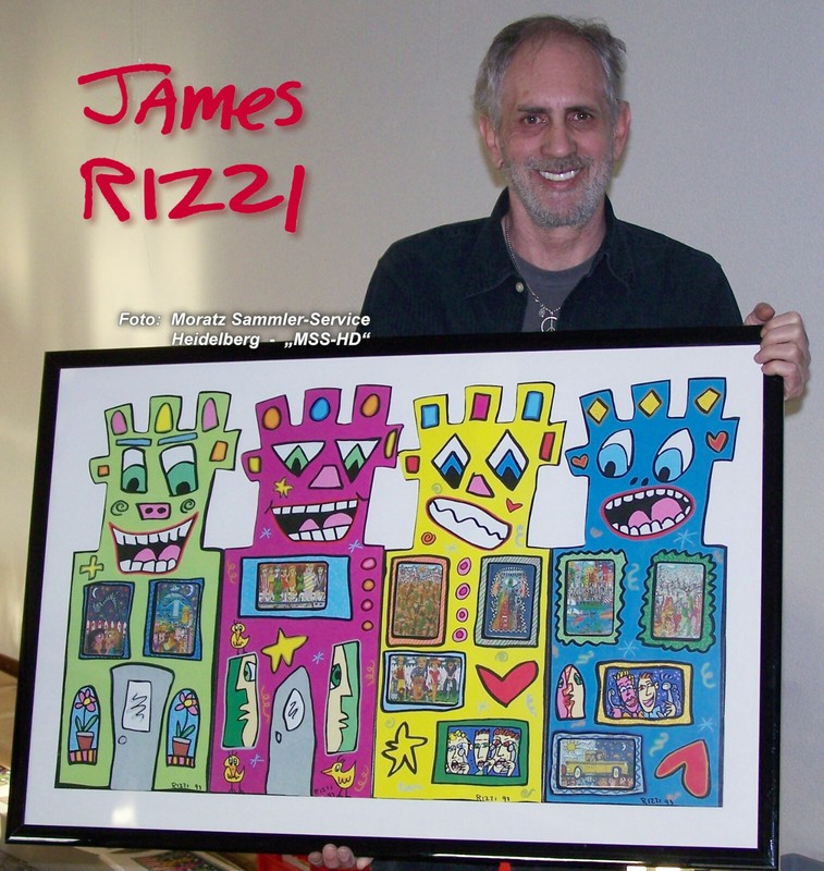 James Rizzi - Tower 1993 - RED - in high quality metal frame gallery