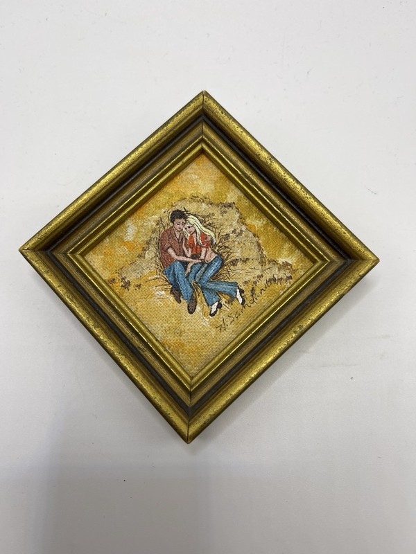 Miniature, Original Artwork, Painting 60s Hippies In Love (A)