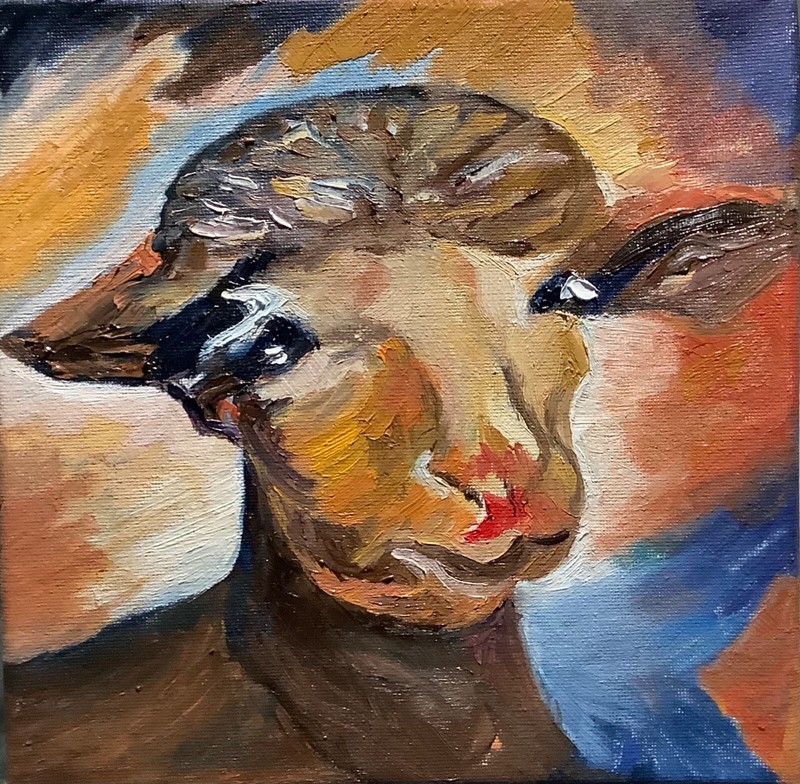 Ewe Sheep Farm Countryside Abstract Original Painting Oil Impasto Artwork eBay