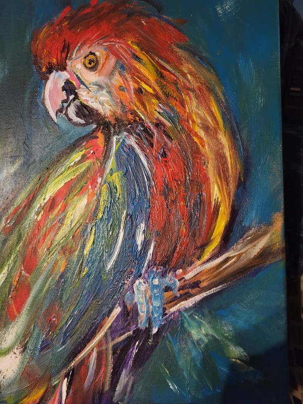 Original Parrot 16 x 12 Tropical Bird Canvas Modern Expressionism Decor gallery
