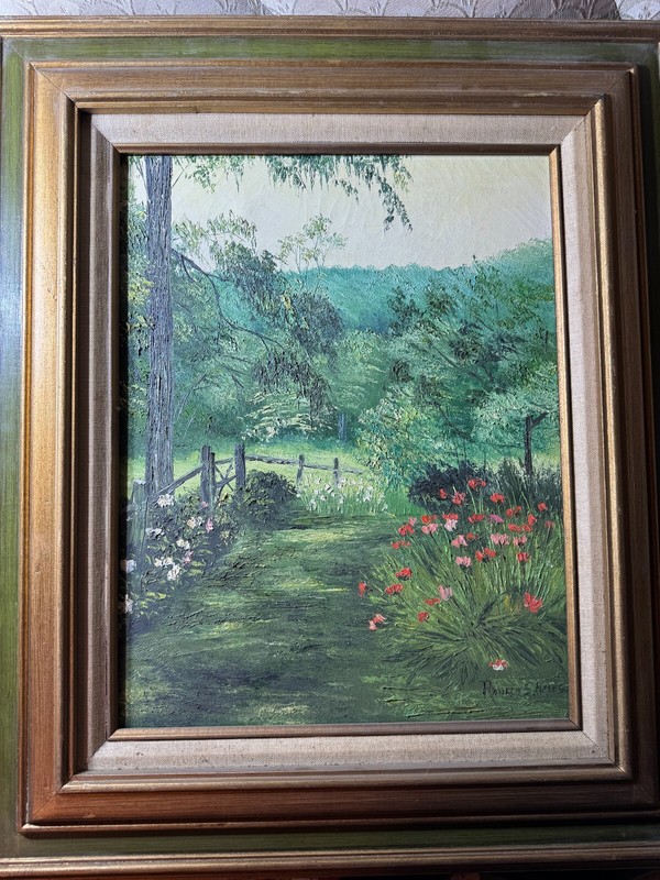 Ronald Schugardt Keyes (1930 – 2010) «Country Path Scene» Oil Painting – Framed