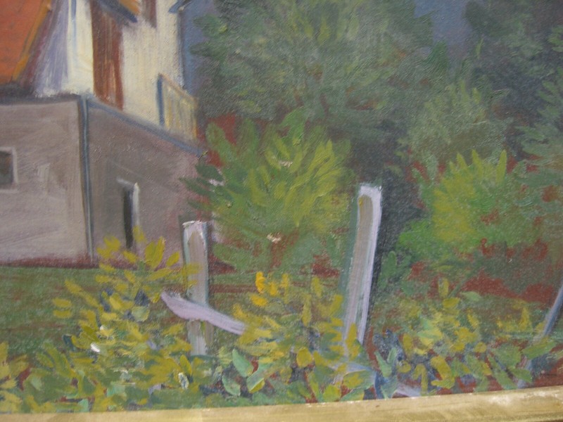 ::VILLA IN THE ALPS SUMMER WARM GREEN BLOOMING RED ROOF MOUNTAIN HILLS ANTIQUE gallery