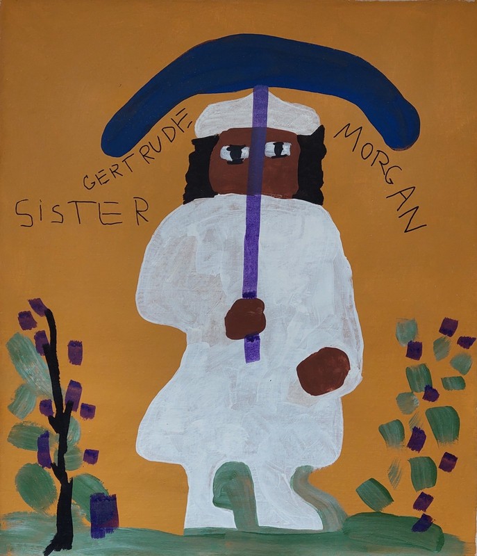 Gertrude Morgan Signed Outsider Painting on Canvas African American Folk Art