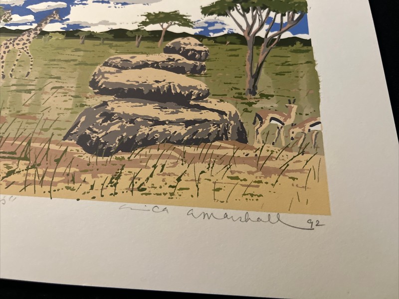 AFRICAN PLAINS Serigraph Print Enrica Marshall Safari Animals Zebra LIMITED /16 gallery