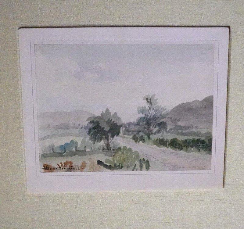 GORDON CUMMING «THE ROAD TO KINGSTON» ORIGINAL WATERCOLOR LANDSCAPE PAINTING