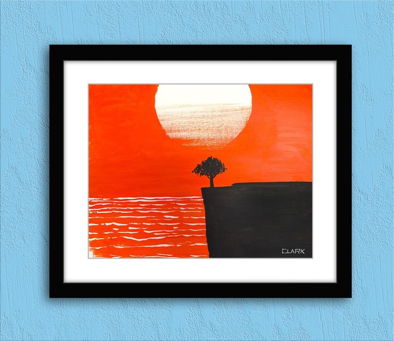 Striking Sunset Landscape Painting – Acrylics On 11×14″ Mixed Media Paper