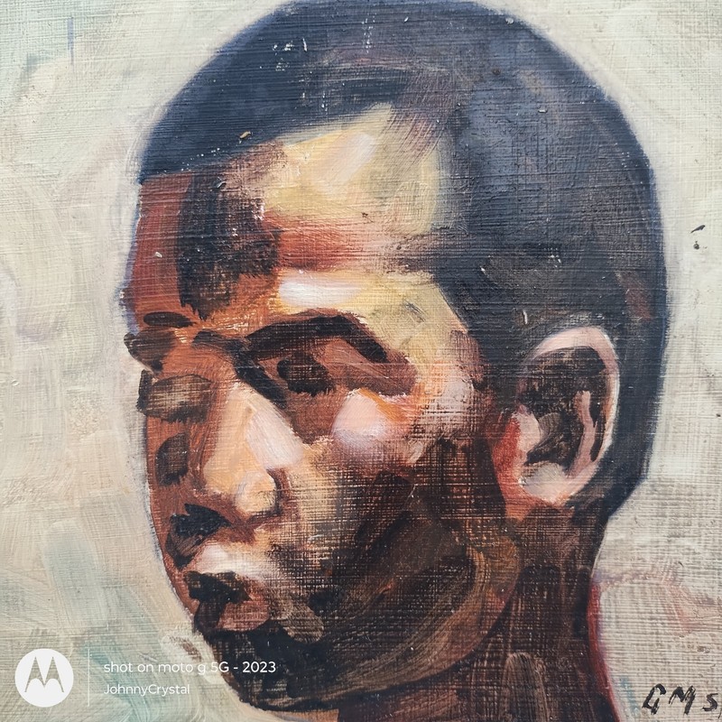 G M Spicuzza Detroit Scarab WPA Artist "Study Black Boy" Portrait oil Painting gallery