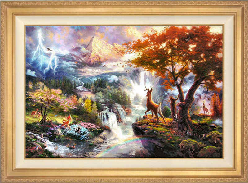Thomas Kinkade ~ Bambi’s First Year 12×18 ~ S/N Oil on Canvas Limited Edition