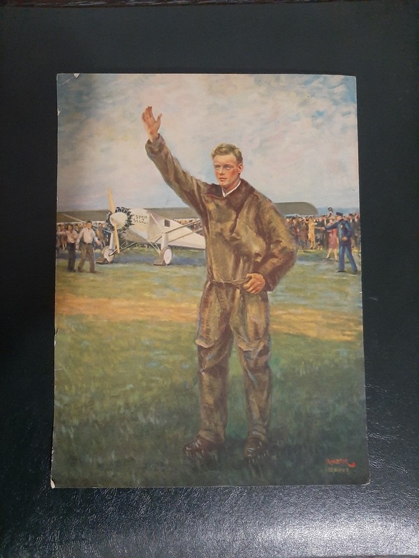 Great ca. 1920s CHARLES LINDBERGH PAINTING - Lithograph - LINDY - Ready to Frame gallery
