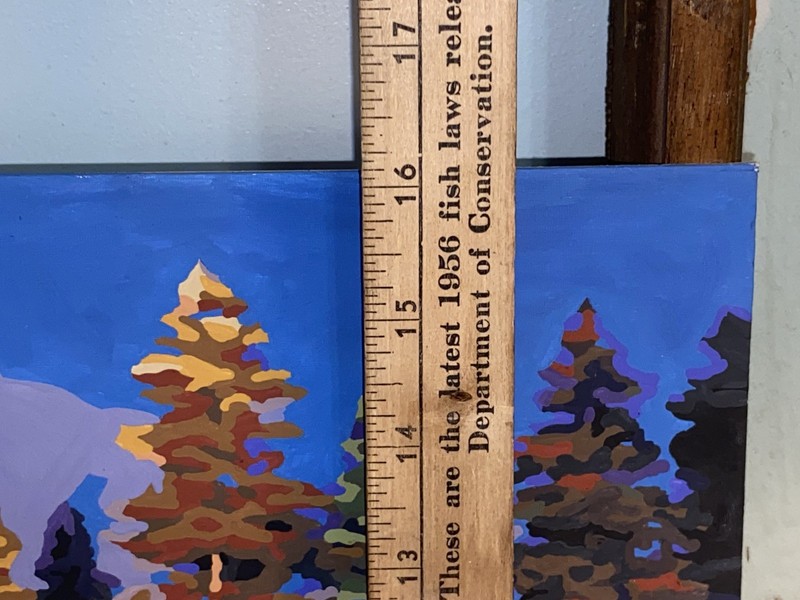 Vtg Paint By Number CABiN in the Woods near Water 20"x 16" UNFRAMED Painting #1 gallery