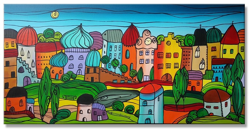 ACRYLIC PICTURE ART PAINTING ABSTRACT COLOURFUL PICTURE PAINTING PICTURE Original 100×50 MICO