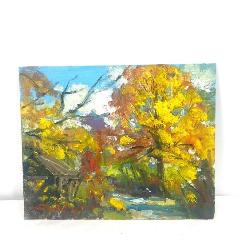 Original Artwork Study 8”x10” Oil On Canvas Board Hidden Shelter Tadeusz Seidel