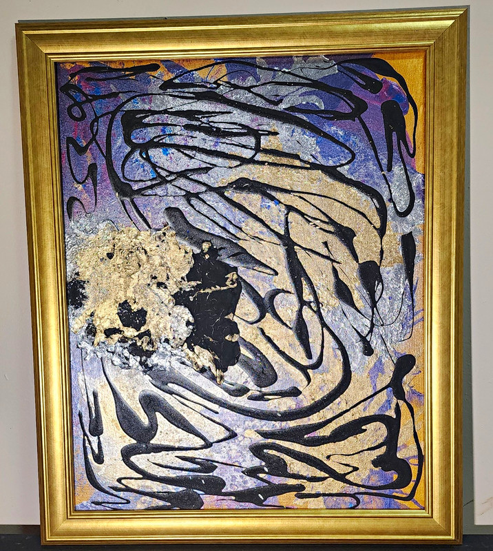 Original Abstract Painting Framed, Tiger Print 🐅