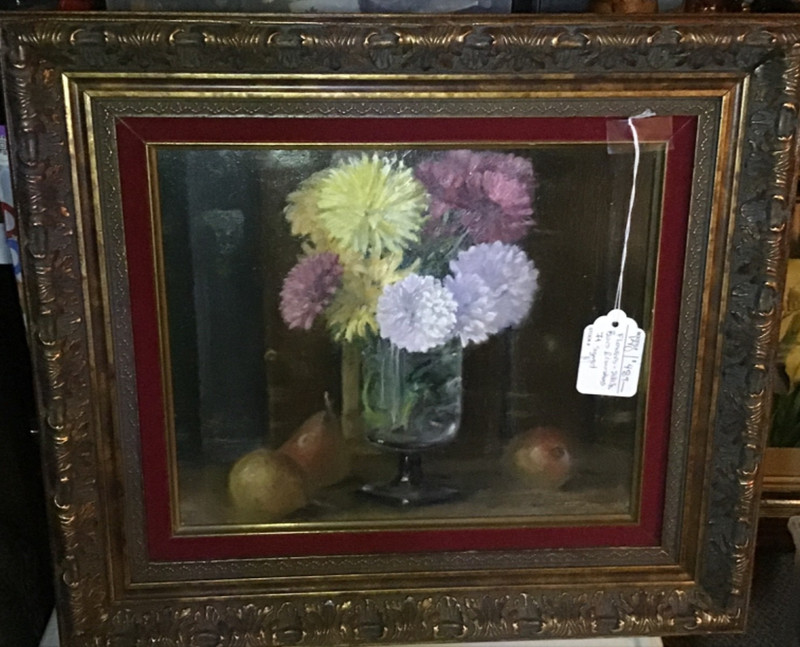 Rare Old Vintage Original Floral still life Painting OOAK-Fine Art~Ornate Frame$