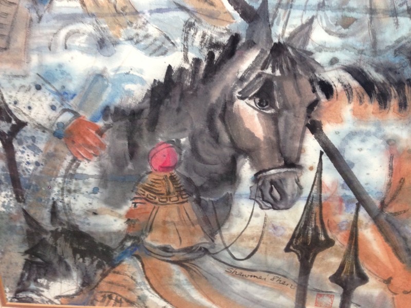 SHAWMEI SHEN, MONGOL WARRIORS WATERCOLOR PAINTING, KUBLAI KHAN, ASIAN ART gallery