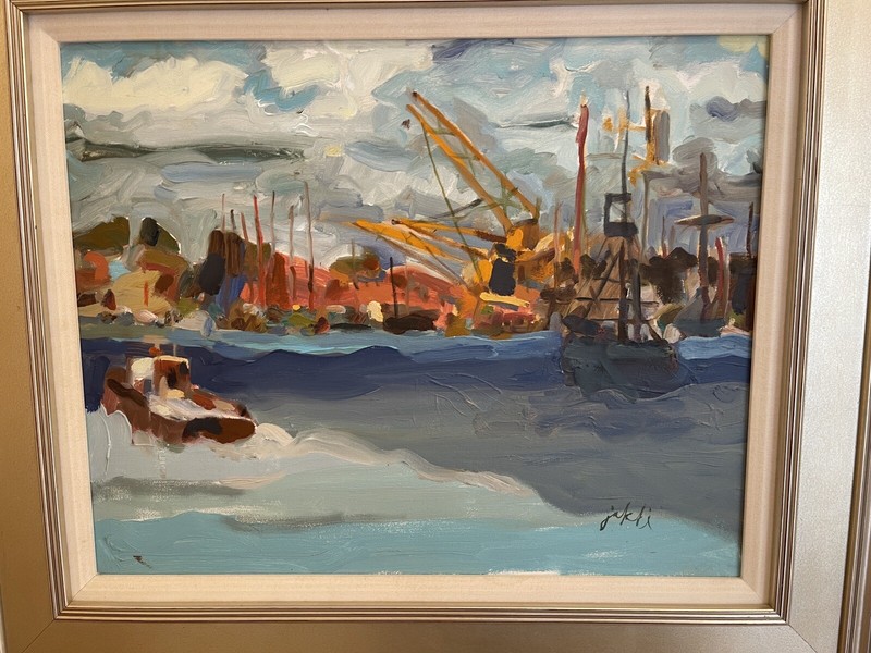 Zygmond Jankowski Original Oil Painting Harbor Scene RARE SIGNED