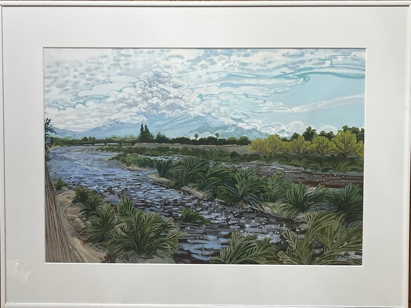 Watercolor/Acrylic Painting- Rillito River, AZ-“Rushing Runoff”-Impressionism