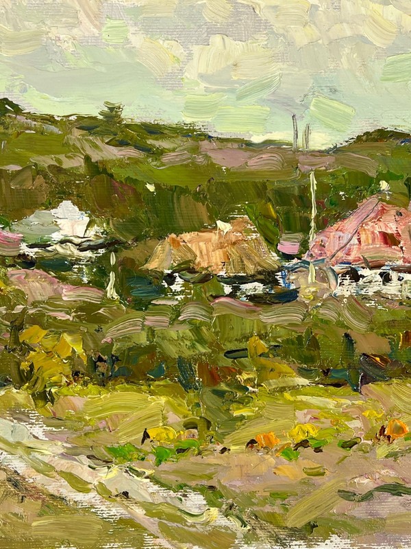 Oil painting Rural Ukrainian painter canvas Unframed original Decor landscape gallery