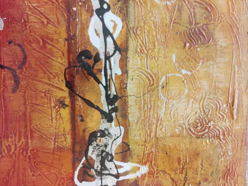 Mid Century Modern Style Abstract Mixed Media Expressionist Oil Painting Unknown gallery