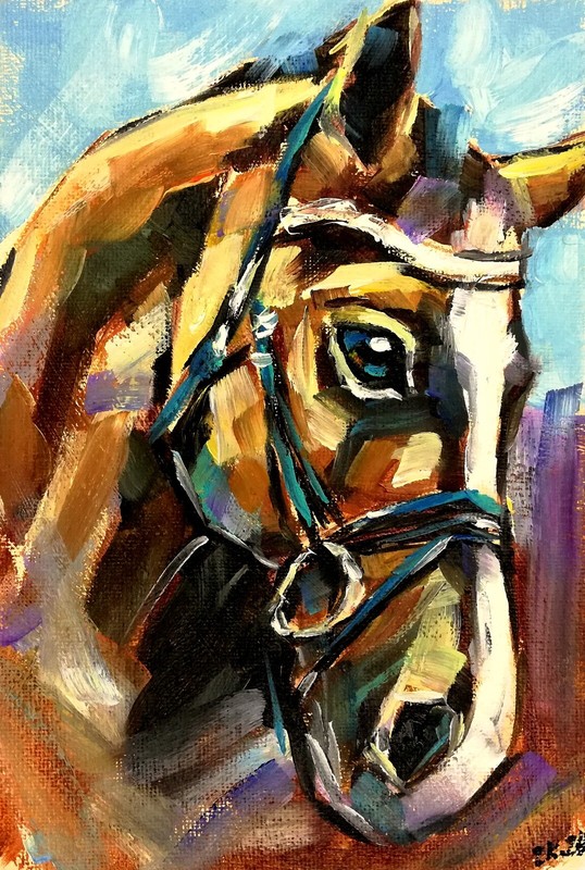 Original Oil Painting Horse Portrait Equine Wall Art Equestrian Decor