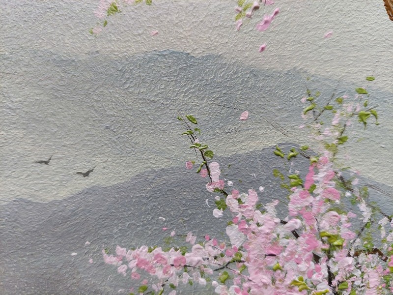 Spring sakura landscape, Cherry tree original handmade high quality oil painting gallery