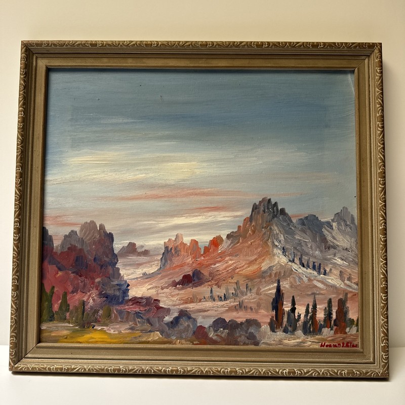 ANTIQUE PAINTING AMERICAN IMPRESSIONIST MOUNTAIN ROCKS SIGNED HAROLD SLACK OIL