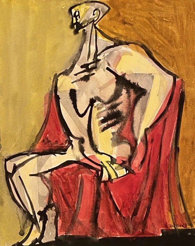 RALPH DUBIN 1919-1988 CUBIST MODERNIST NUDE PORTRAIT PAINTING NEW YORK CITY