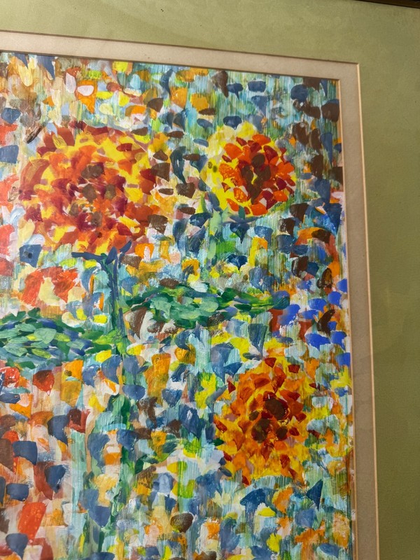 Large Lane Stanley 1963 "Abstract Composition" Mixed Media Painting - Framed gallery