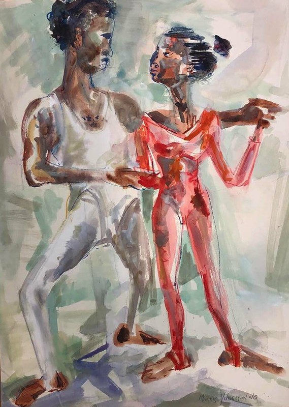 Morris Yudelson – Original Watercolor Painting / ”Let’s Dance” – 1979