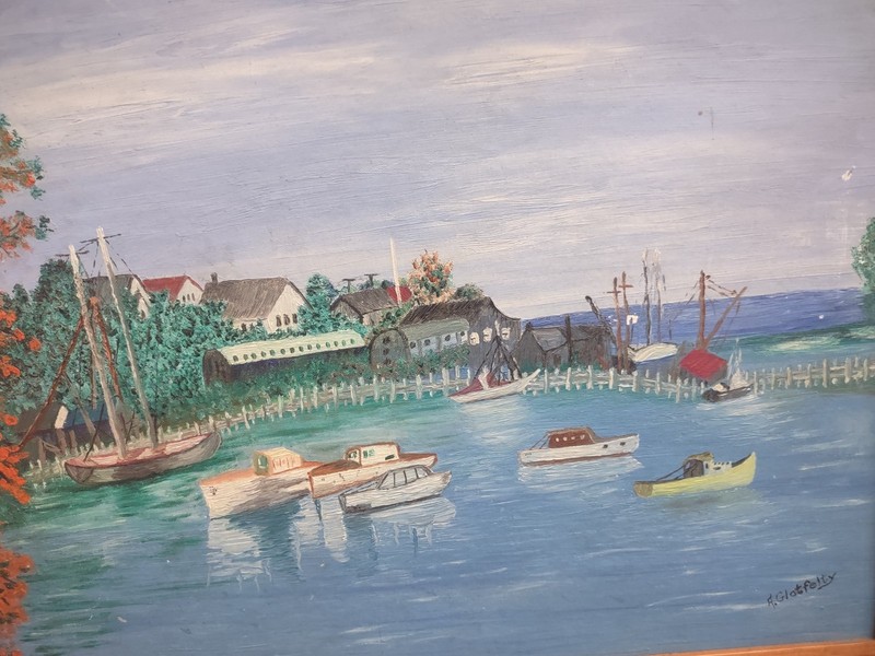 Vintage Framed and signed Marine Landscape Oil Painting gallery
