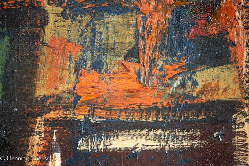 Stunning Mid Century Abstract Oil Painting Cubist Unsigned Style of Leon Goldin gallery