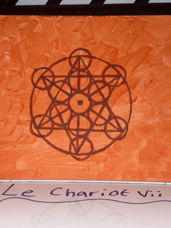 Hand Drawn Metatrons Cube Art Painting – In Dragon’s Blood – Limited (Orange)