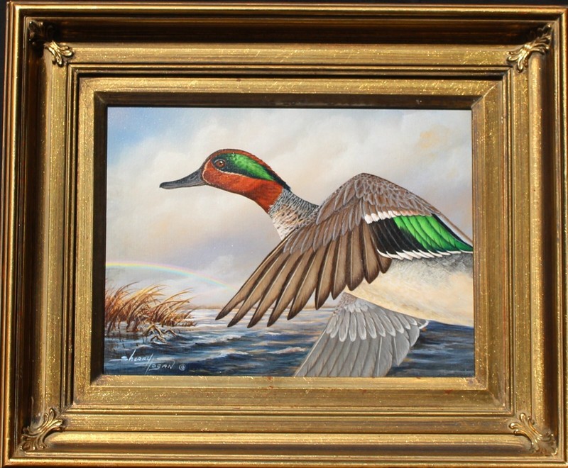 Original Acrylic Panting,Owned By Artist, Wildlife and Landscapes, ducks, teal