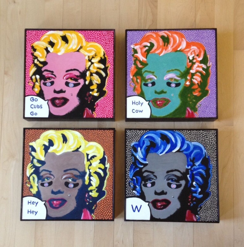 STEFANIE,CHICAGO CUBS,MARILYN MONROE,ANDY WARHOL,SIGNED,FRAMED,STEVE KAUFMAN PIC