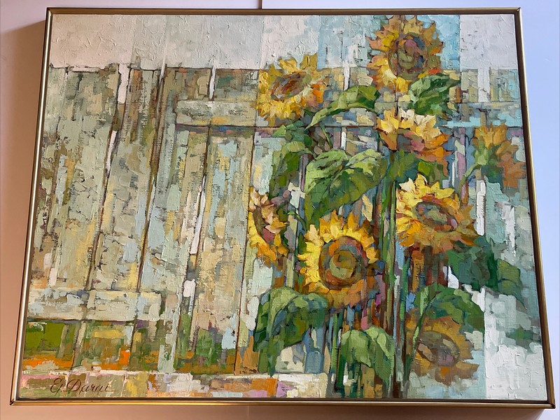 Listed Painting Sunflower Expressionism Modernism Iconic Mid Century Abstract