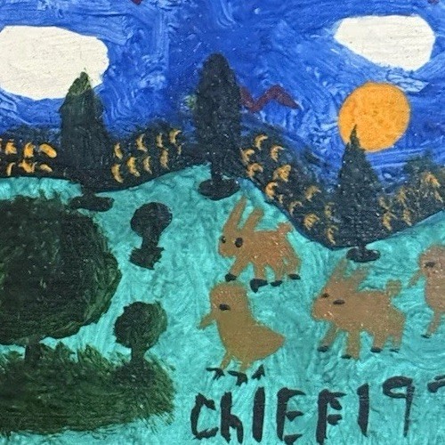 Original Phillip Leroy Chief Willey Two Chicks Rabbits Origina Folk Art Painting gallery