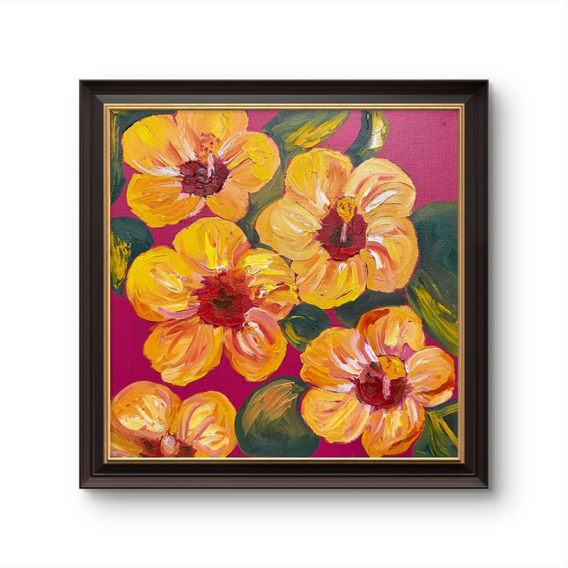 GERARD 12X12-Original Flower Painting Oil Abstract Wall Art Ready to Hang gallery