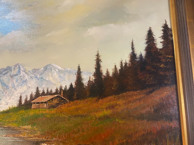 Huge L Duchamp "Landscape With River & Cabin Scene" Oil Painting - Signed/Framed gallery