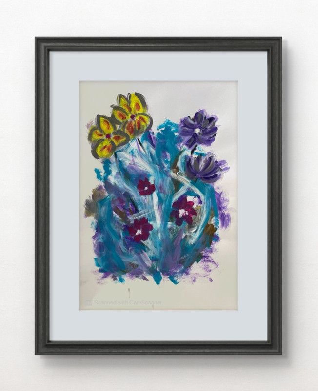 Messa Art: Lesley Ann- 12×16 Abstract Expressionism Original Floral Art on Paper