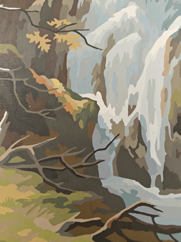 Vintage Waterfall Paint By Number Wall Art Decor Fall Nature Outdoors 16x20" gallery