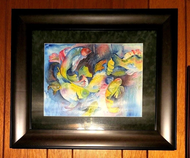 Original Watercolor Painting «WORKS BY FLO» Signed-Framed/Glass- 21″ X 25″