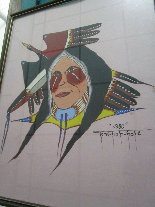 Original Watercolor On Paper Sioux Face 1980 – Tone-Bah-Hole Oklahoma Usa